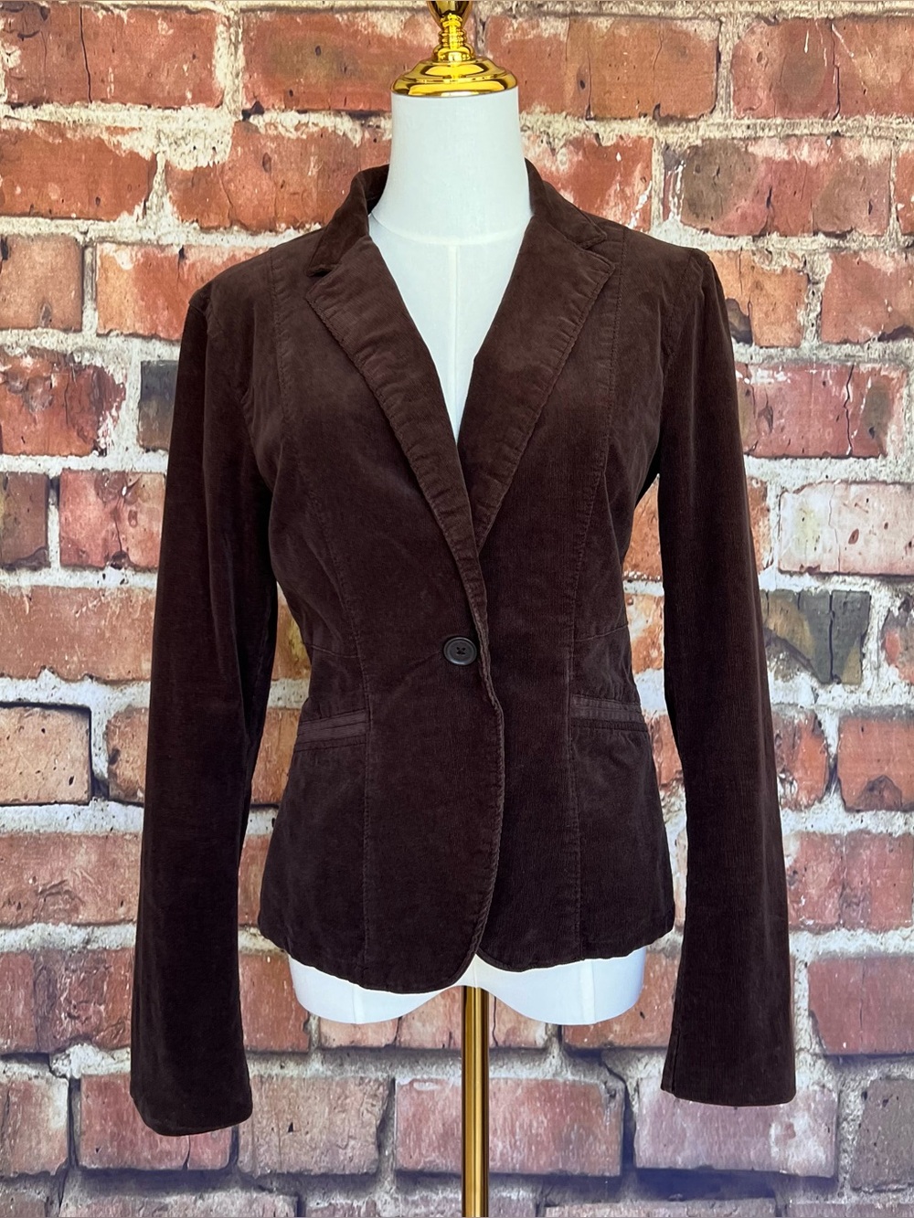 Calvin Klein Chocolate Brown Corduroy Fitted Blazer Jacket